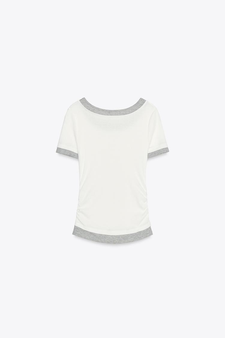 T-SHIRT DOUBLE CÔTELÉ À PLIS