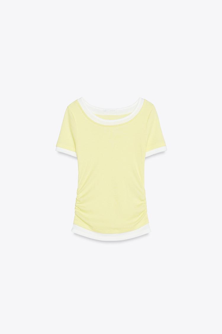 T-SHIRT DOUBLE CÔTELÉ À PLIS