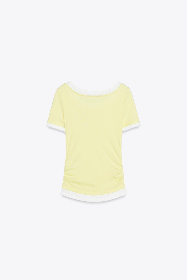 T-SHIRT DOUBLE CÔTELÉ À PLIS