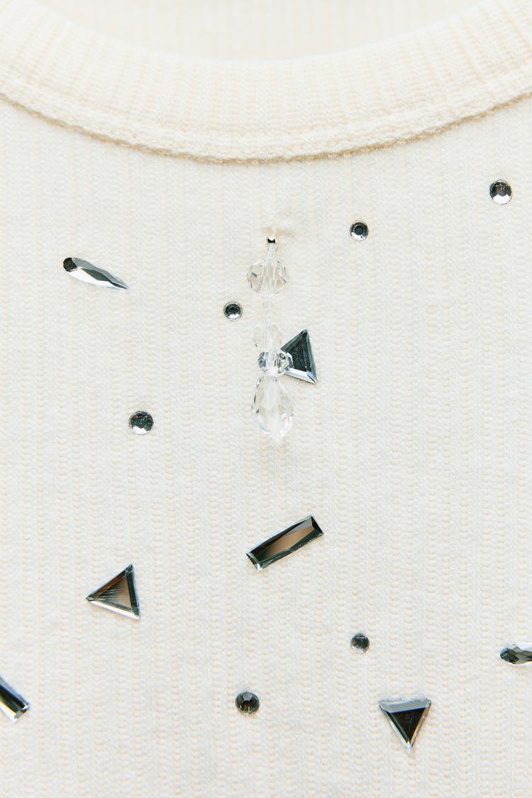 T-SHIRT CÔTELÉ AVEC STRASS