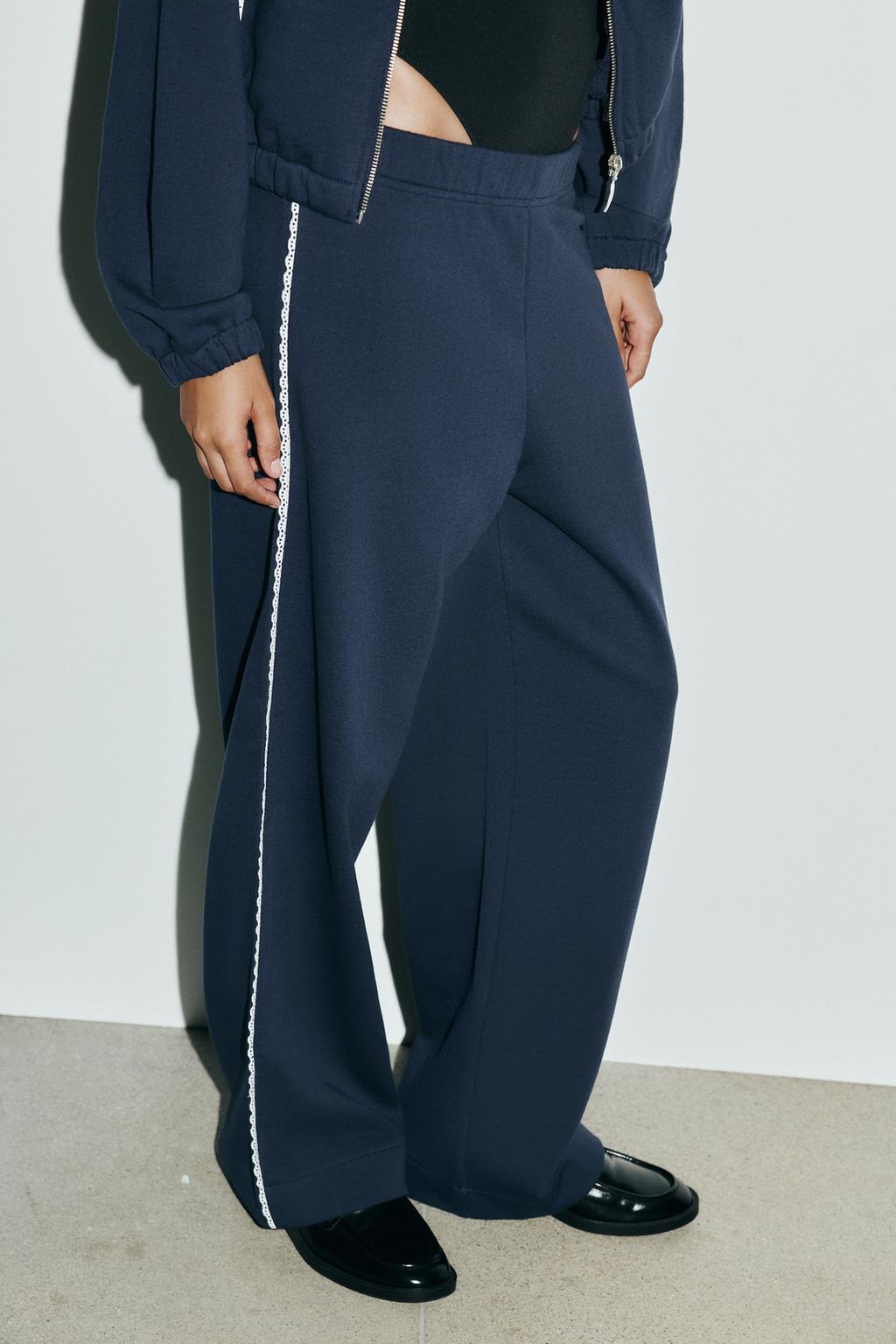 ENSEMBLE SWEAT VOLUME DENTELLE | PANTALON MOLLETON LARGE DENTELLE