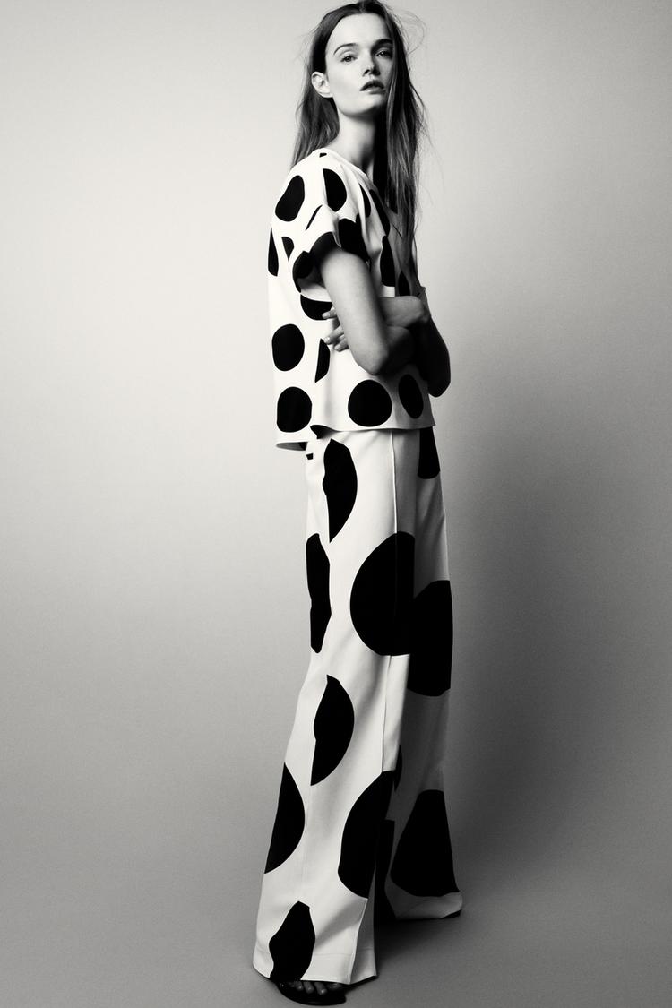 PANTALON LARGE À POIS ZW COLLECTION