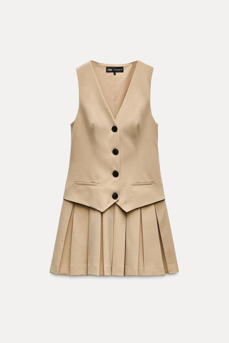 ROBE GILET À PLIS PLATS