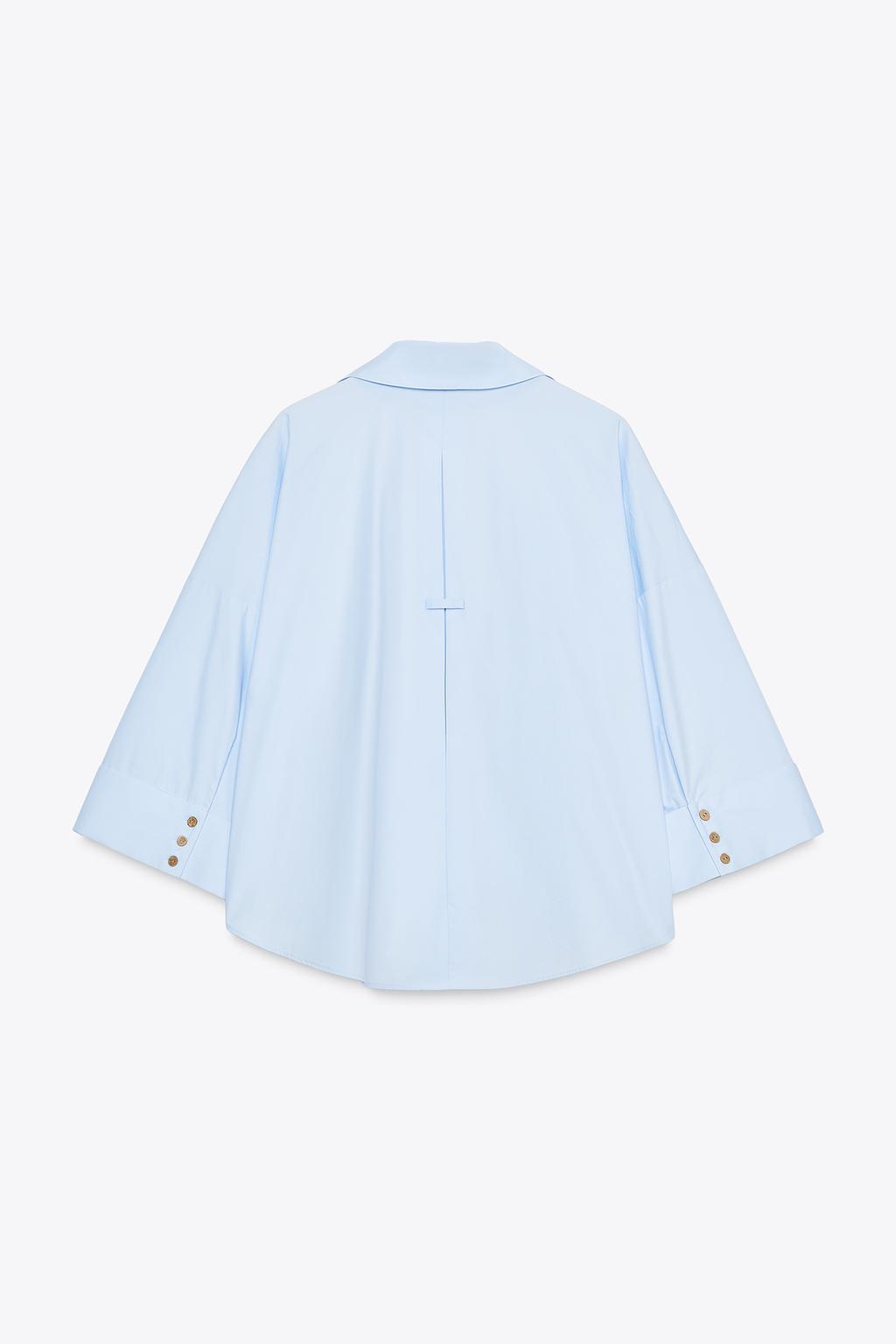 CHEMISE EN POPELINE À MANCHES LARGES