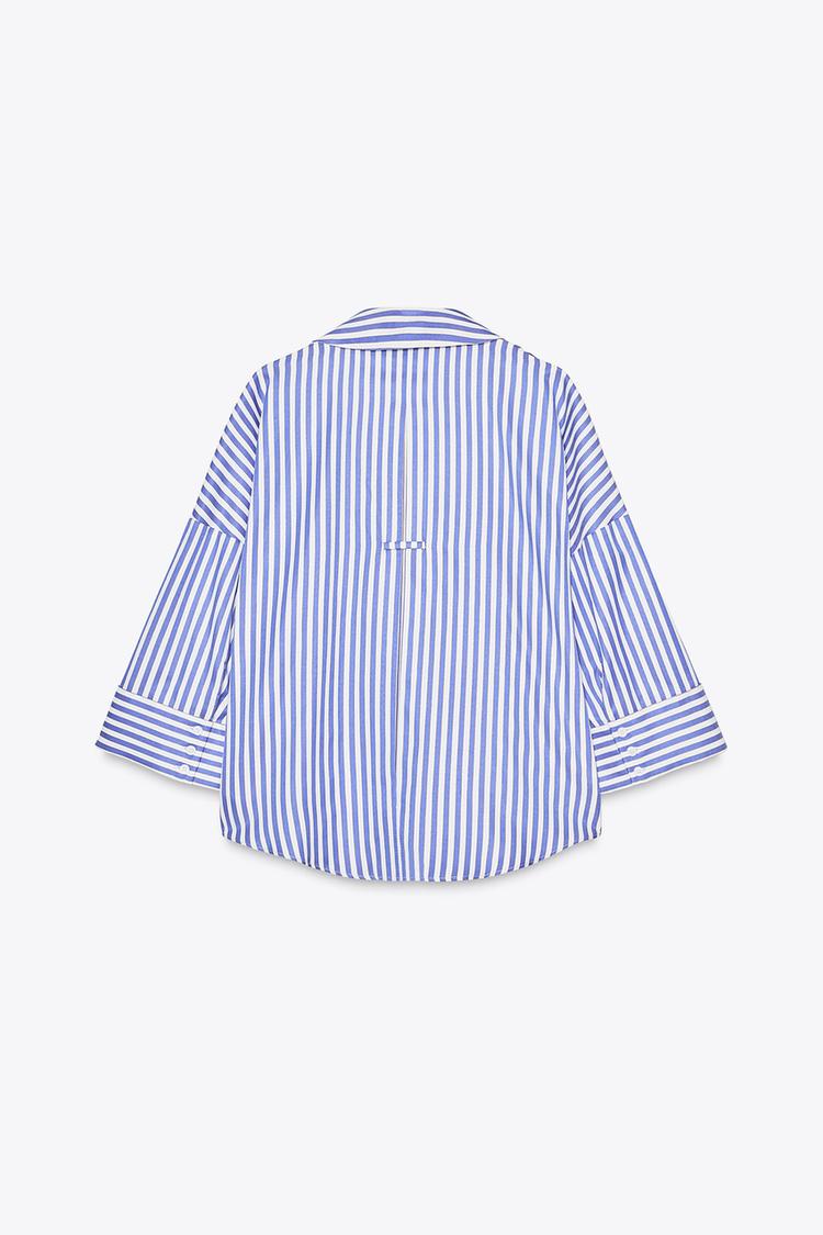 CHEMISE RAYURES MANCHES LARGES FIL MÉTALLISÉ