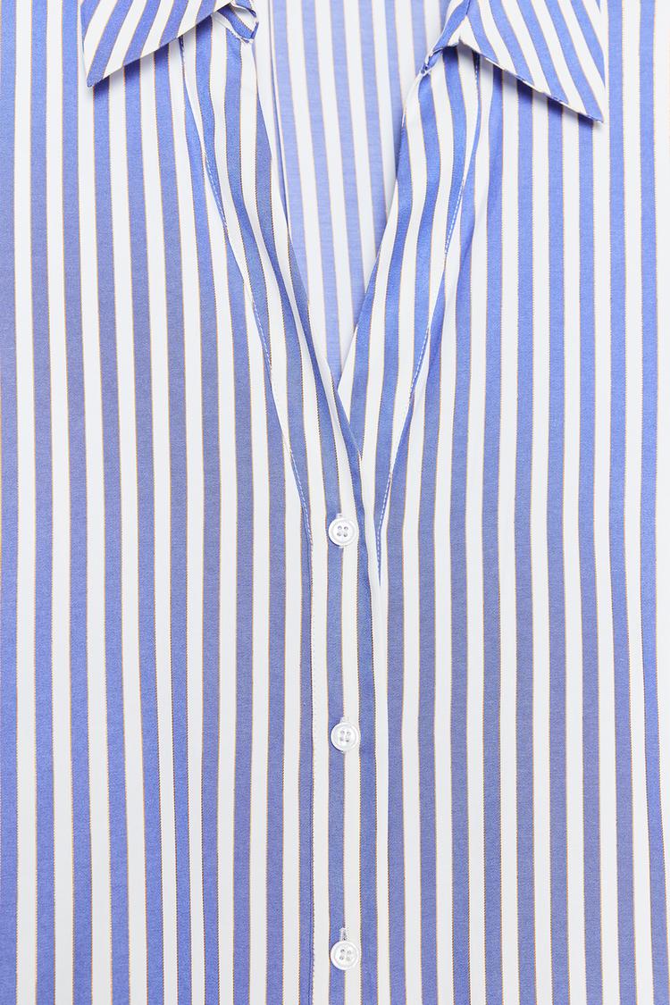 CHEMISE RAYURES MANCHES LARGES FIL MÉTALLISÉ