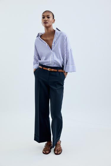 CHEMISE RAYURES MANCHES LARGES FIL MÉTALLISÉ