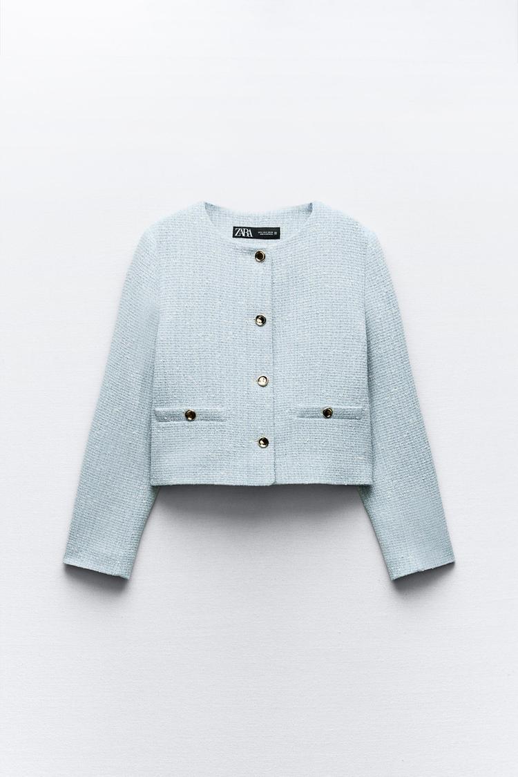 BLAZER À COL ROND TEXTURÉ
