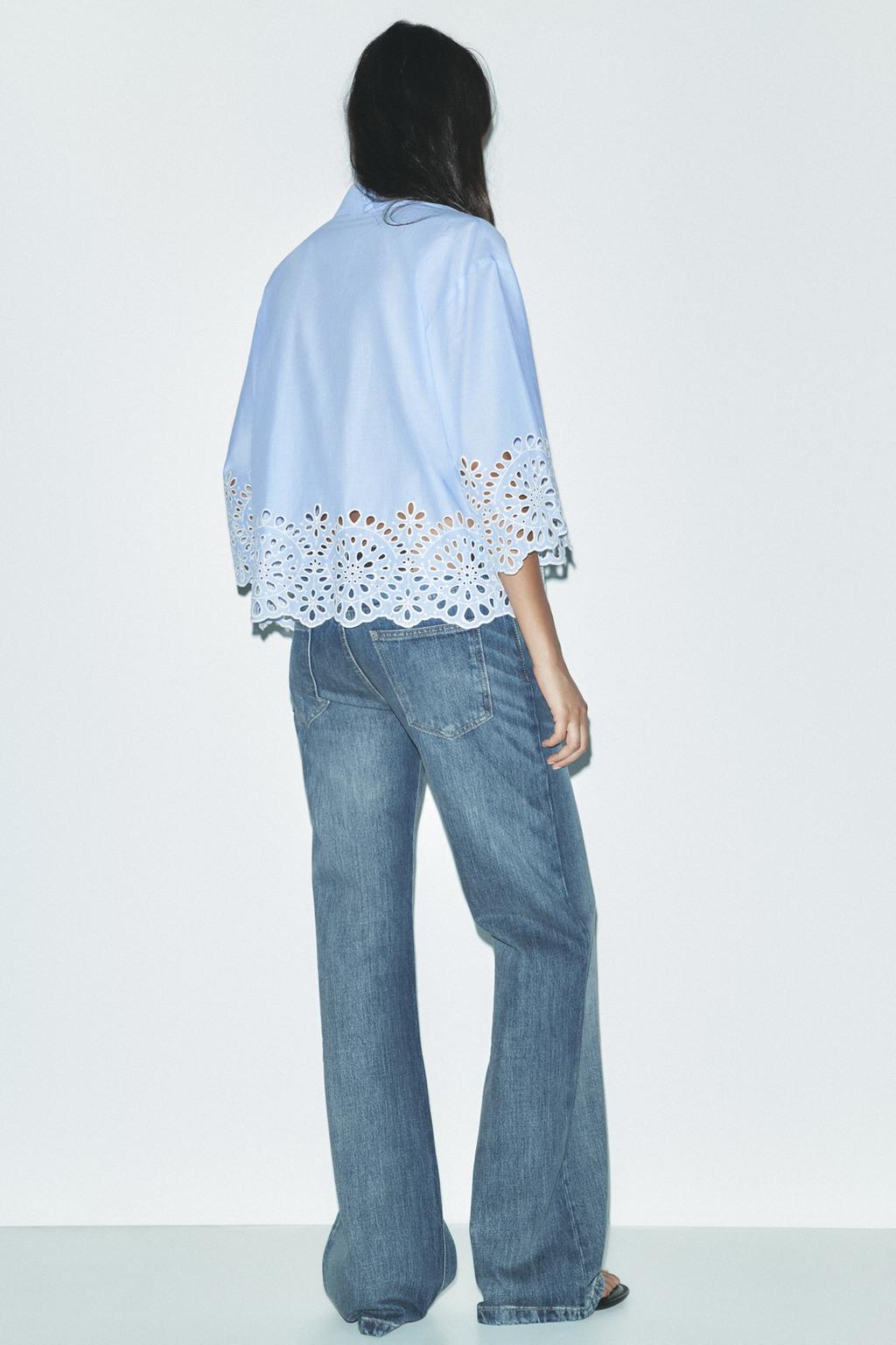 CHEMISE EN POPELINE À BRODERIES PERFORÉES