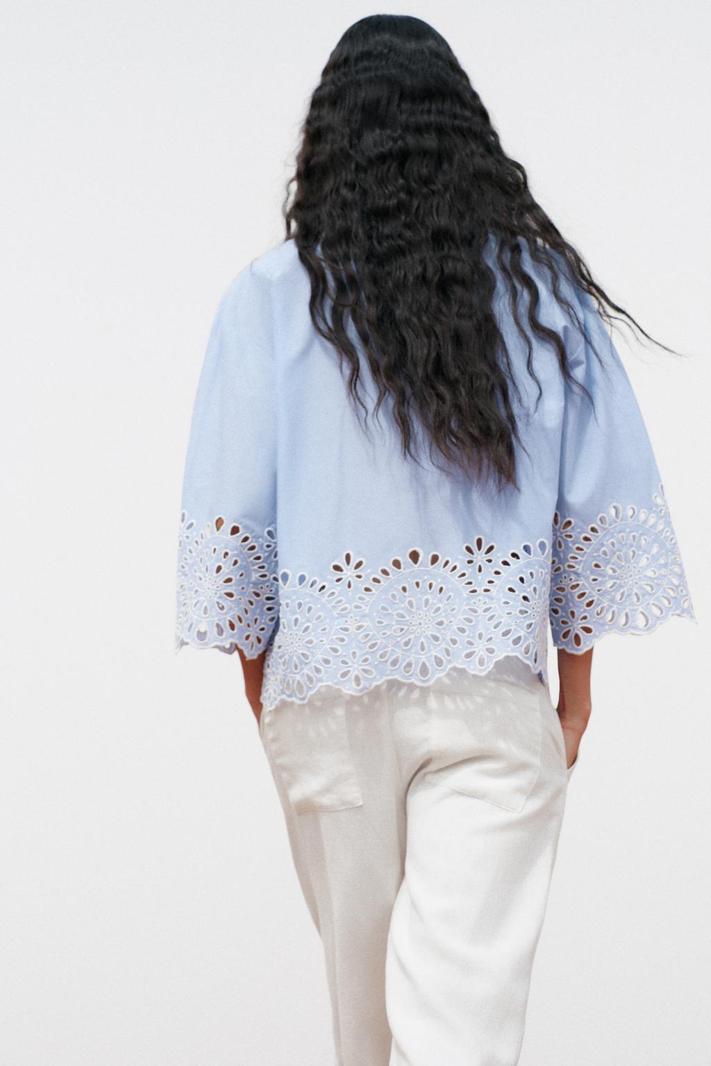 CHEMISE EN POPELINE À BRODERIES PERFORÉES