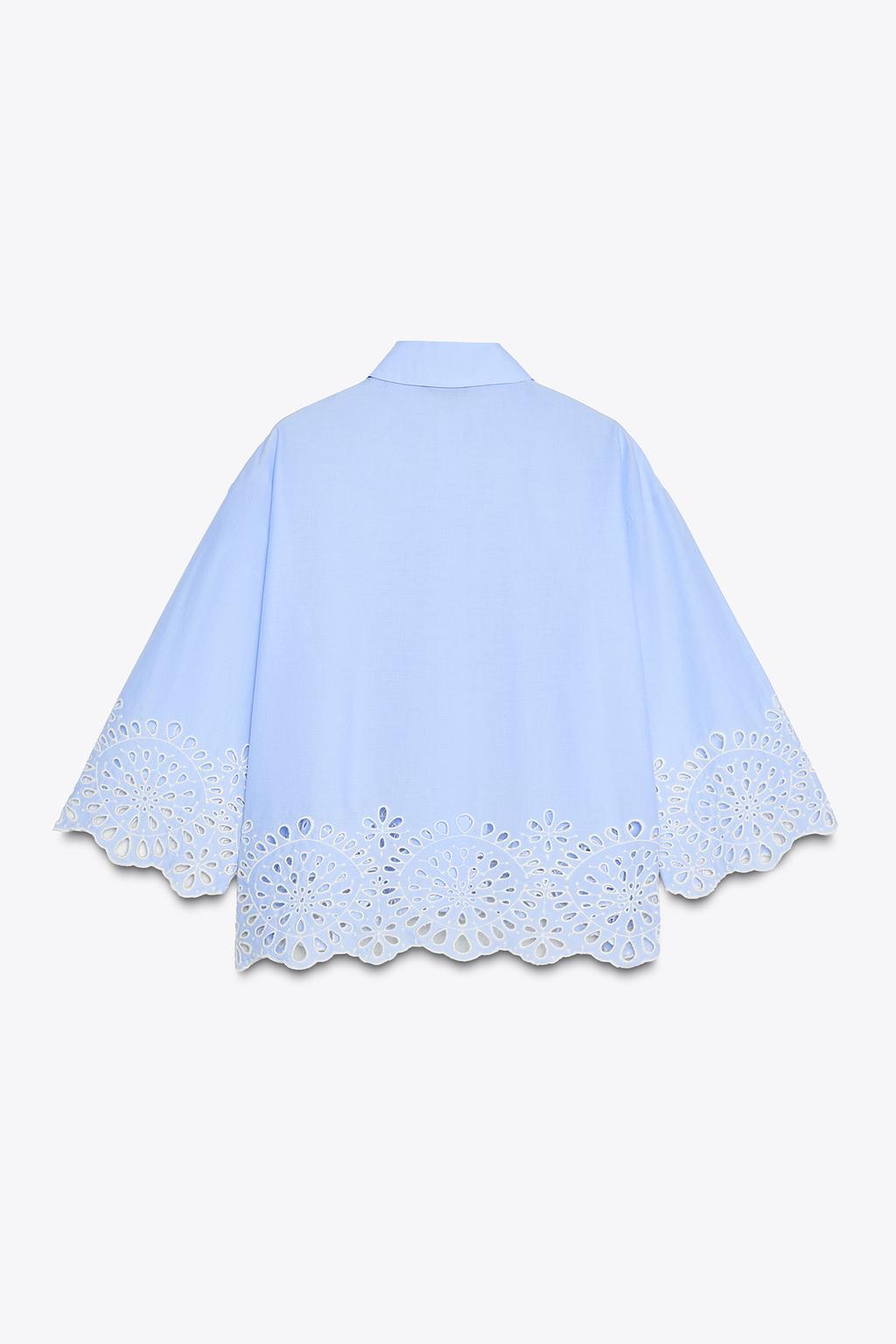 CHEMISE EN POPELINE À BRODERIES PERFORÉES