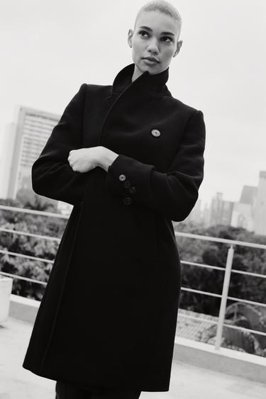 MANTEAU À BOUTONNAGE CROISÉ AVEC LAINE
