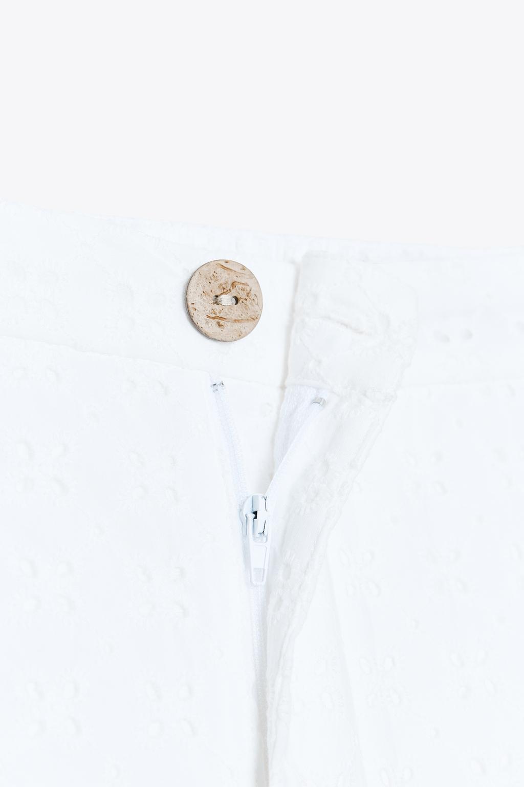 PANTALON JUPE-CULOTTE BRODERIES AJOURÉES
