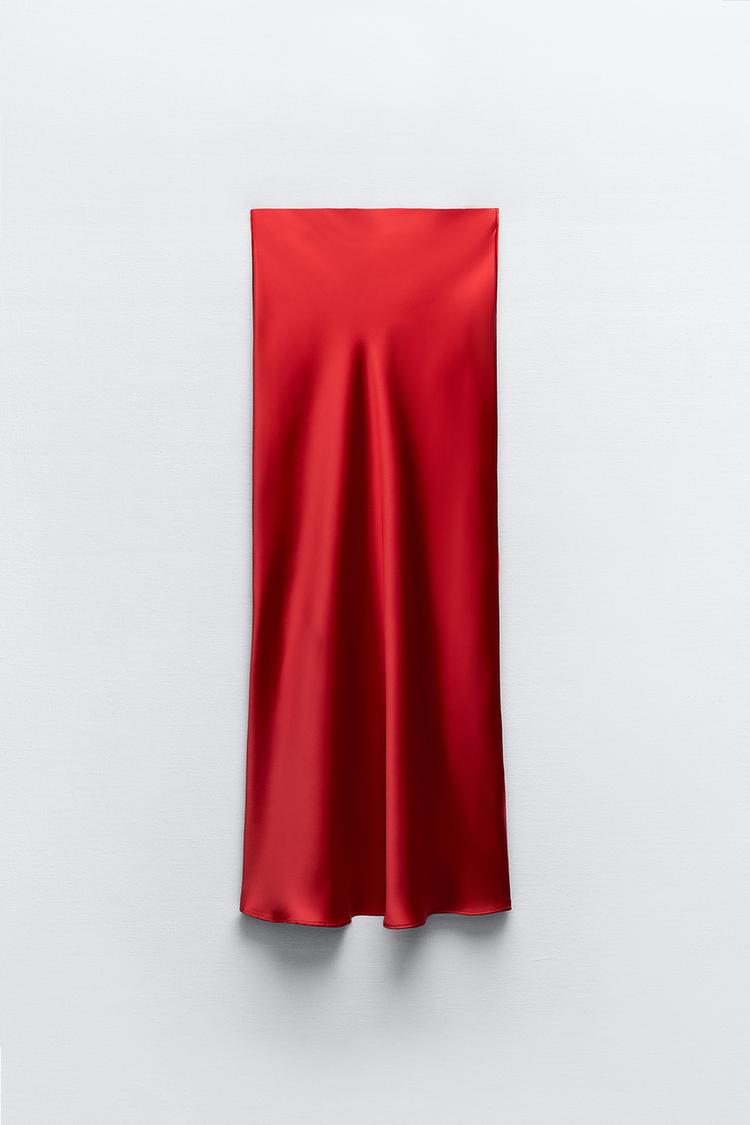 JUPE LONGUE SATINÉE ROUGE