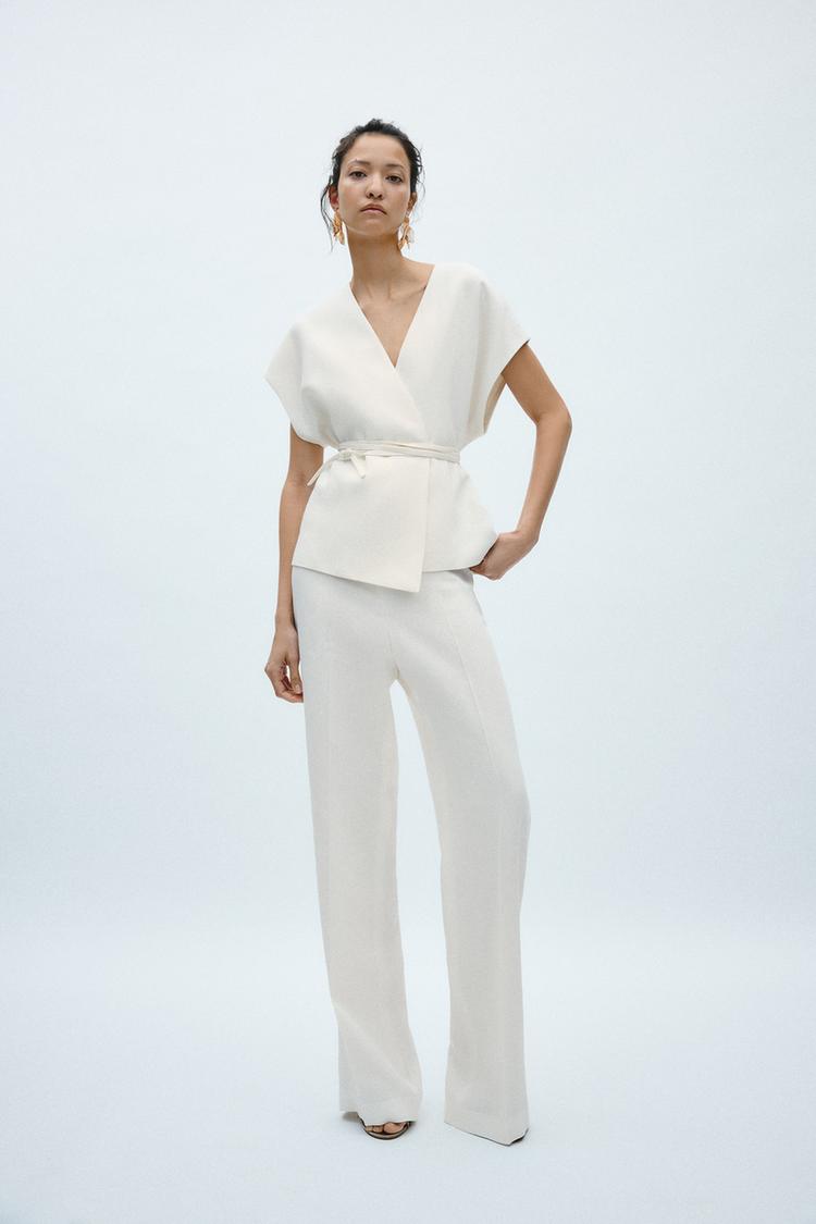 ENSEMBLE GILET | PANTALON LARGE EN CRÊPE