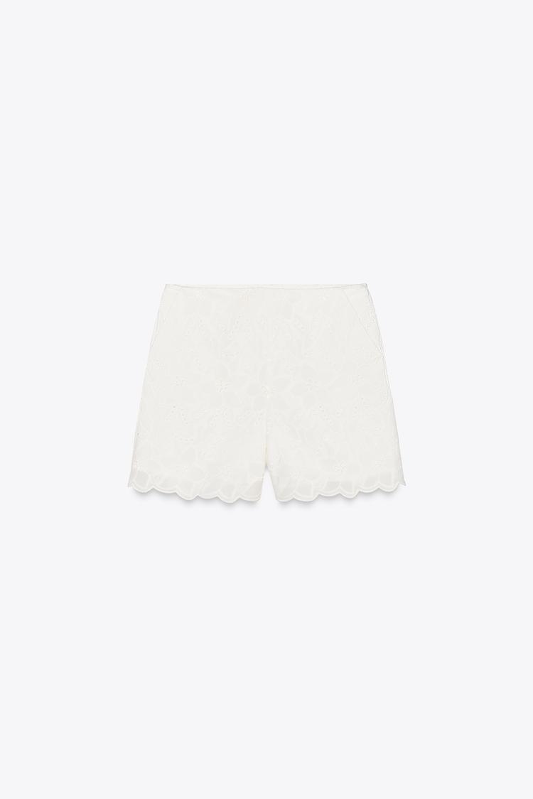 ENSEMBLE BLAZER AVEC BRODERIE AJOURÉE | SHORT À BRODERIES PERFORÉES
