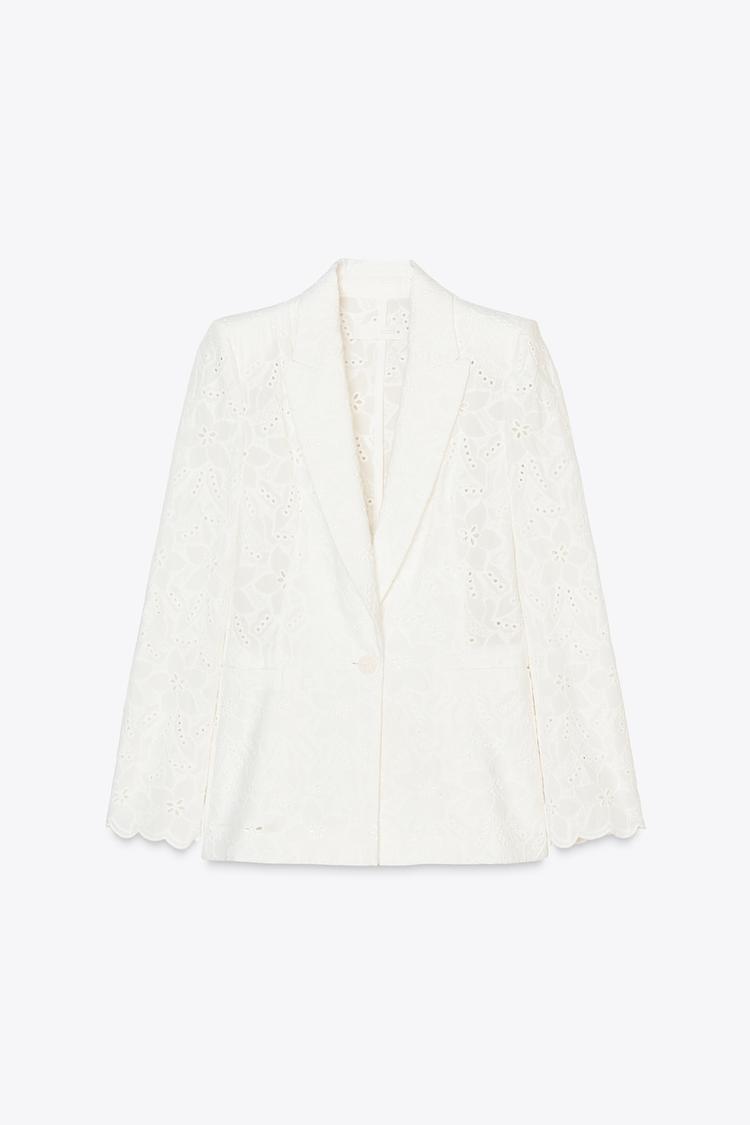 ENSEMBLE BLAZER AVEC BRODERIE AJOURÉE | SHORT À BRODERIES PERFORÉES