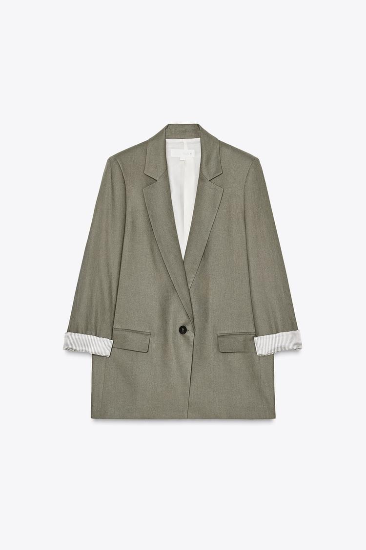 BLAZER CONTENANT DU LIN AVEC POIGNETS IMPRIMÉS