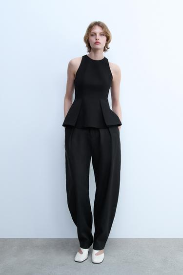PANTALON BARREL EN LIN COLLECTION ZW