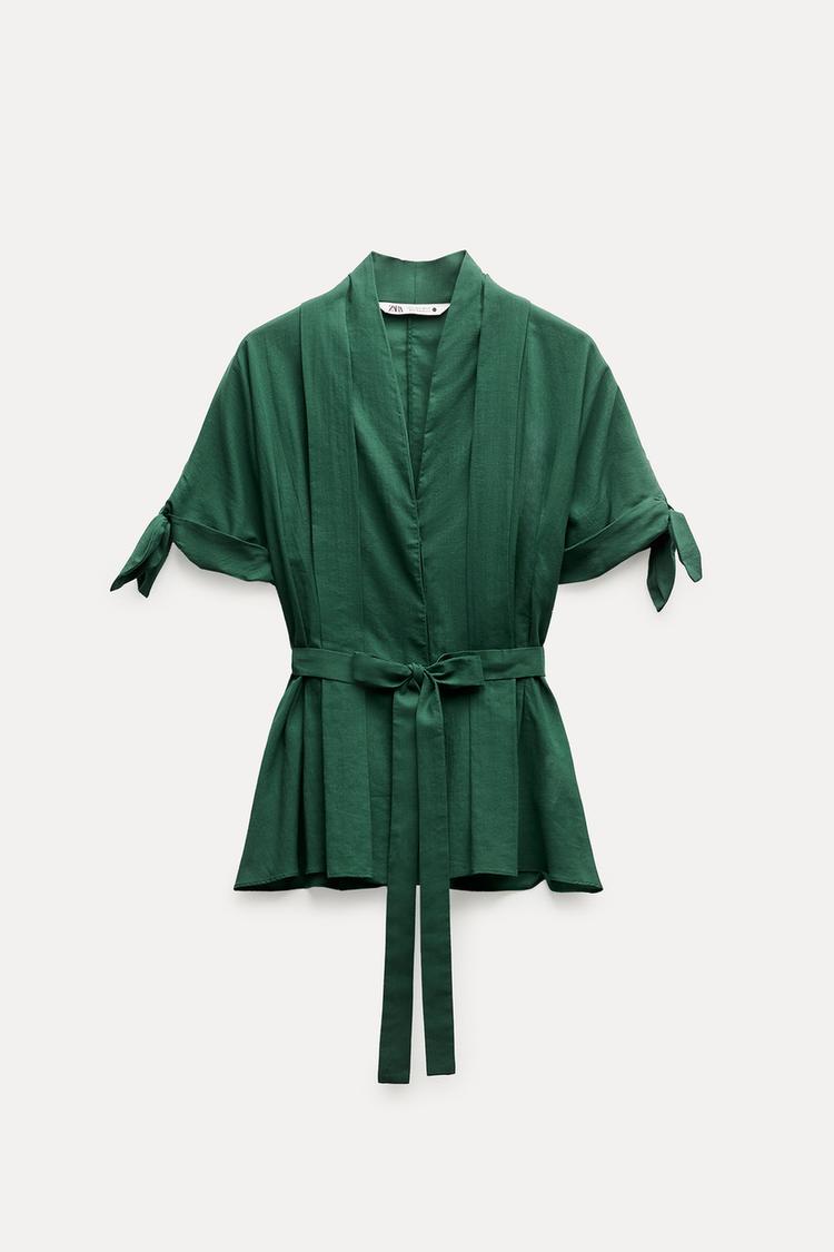 CHEMISE À PLIS AVEC CEINTURE COLLECTION ZW