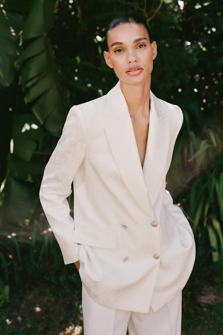 VESTE À BOUTONNAGE CROISÉ EN JACQUARD