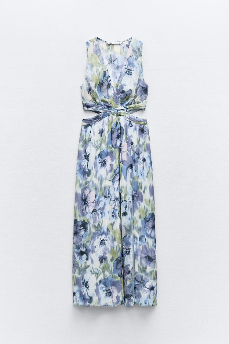 ROBE IMPRIMÉE AVEC FIL MÉTALLISÉ ET OUVERTURES