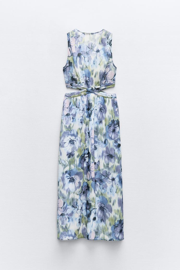 ROBE IMPRIMÉE AVEC FIL MÉTALLISÉ ET OUVERTURES