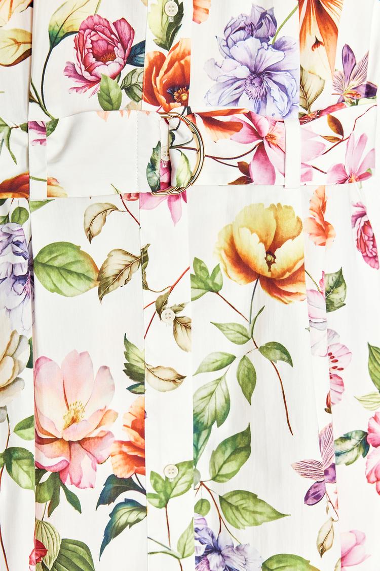 ROBE MIDI EN POPELINE À IMPRIMÉ FLEURI