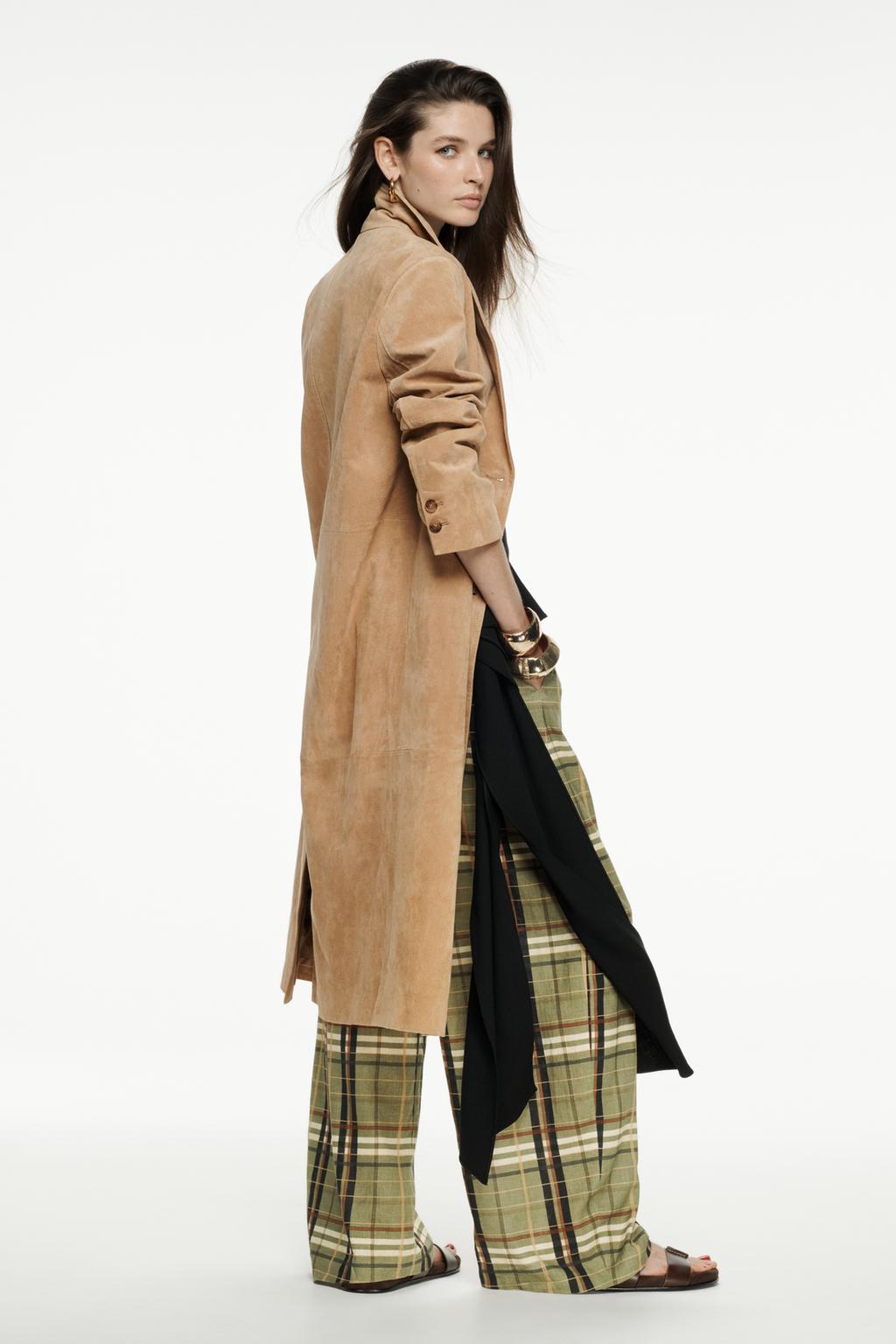 PANTALON À CARREAUX AVEC LIN ZW COLLECTION