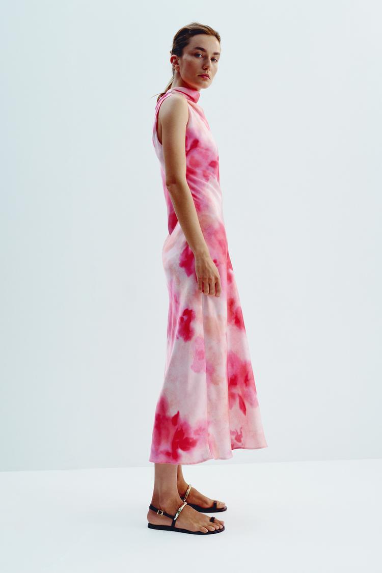 TIE-DYE SATIN MIDI DRESS
