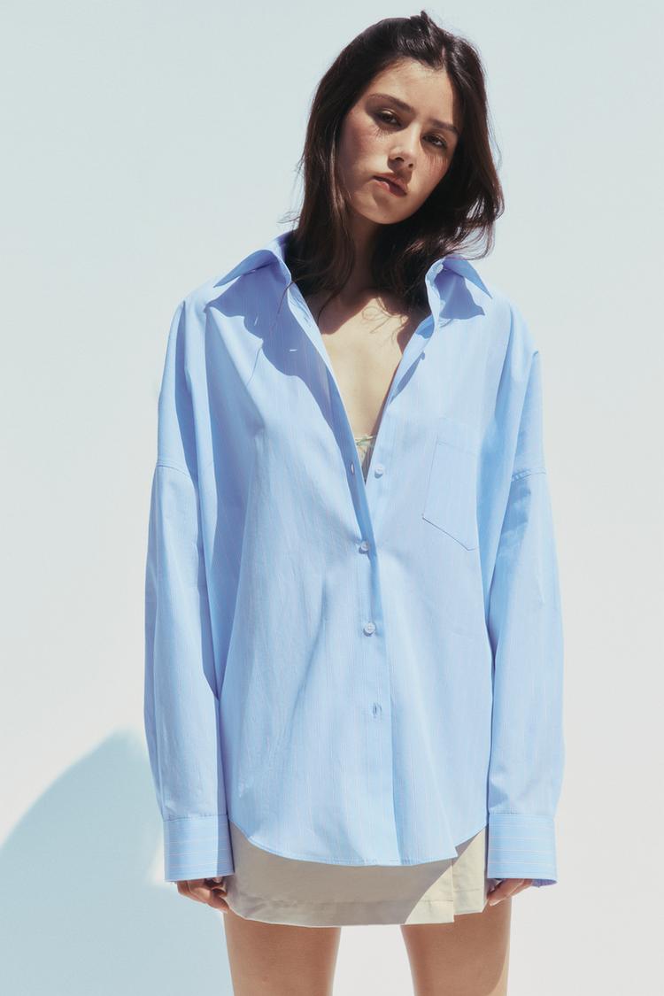 CHEMISE OVERSIZE POPELINE RAYÉE