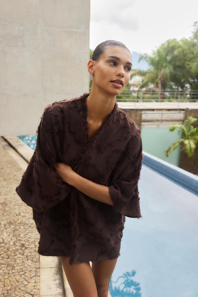 VESTE KIMONO TISSU STRUCTURÉ