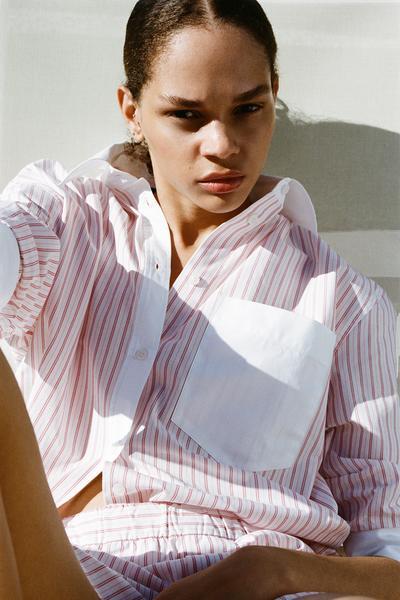 CHEMISE OVERSIZE EN POPELINE À RAYURES
