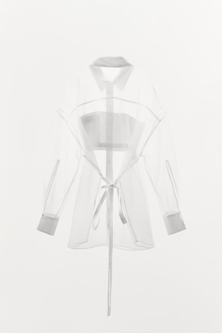 CHEMISE OVERSIZE EN POPELINE ET ORGANZA