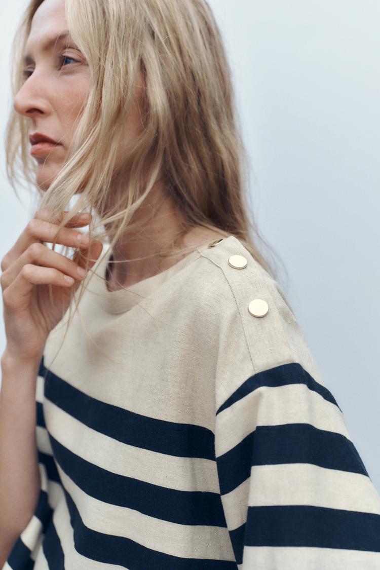 BLOUSE À RAYURES AVEC LIN