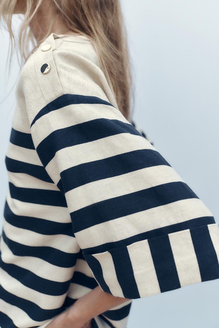 BLOUSE À RAYURES AVEC LIN