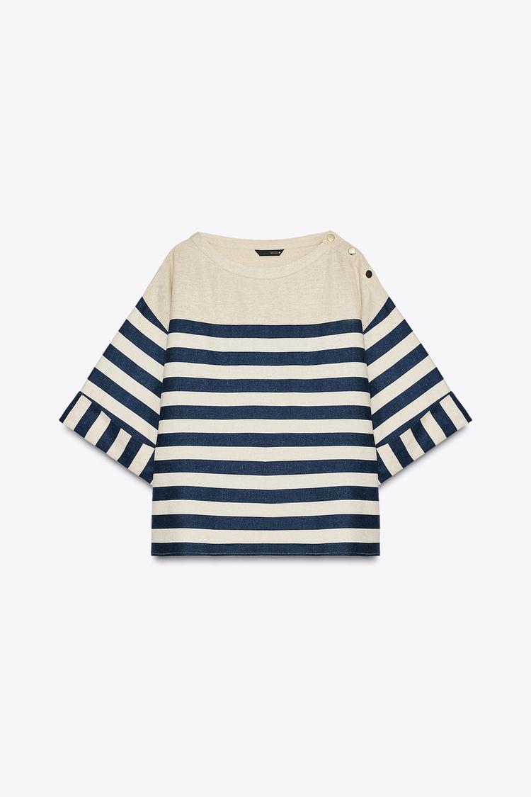 BLOUSE À RAYURES AVEC LIN