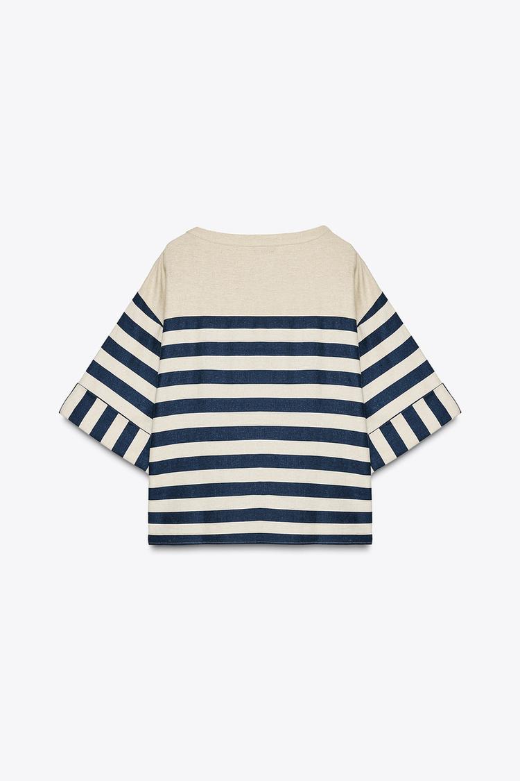 BLOUSE À RAYURES AVEC LIN