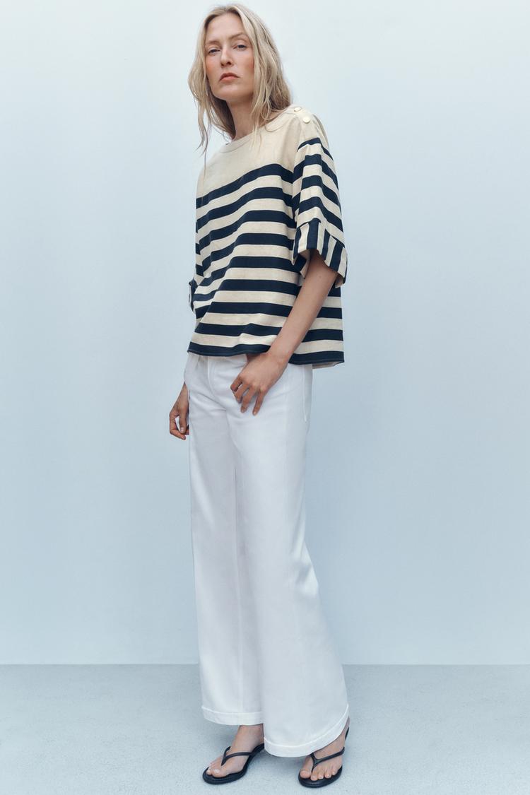 BLOUSE À RAYURES AVEC LIN
