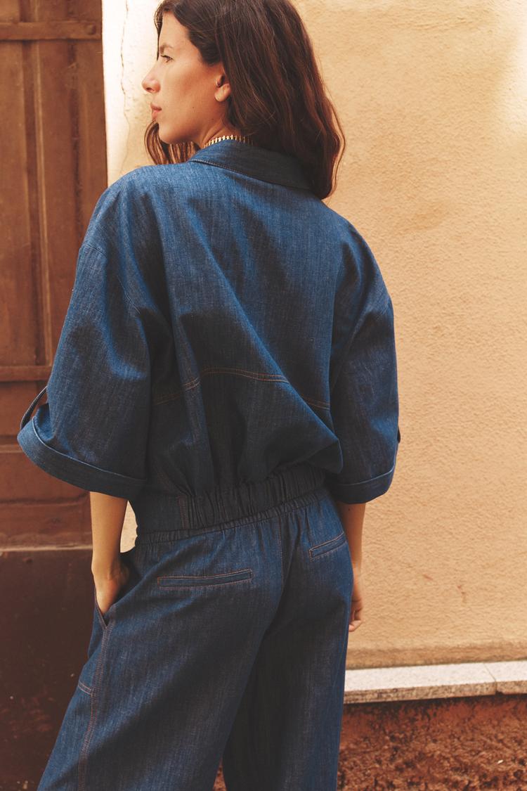 ENSEMBLE VESTE EN LIN À MANCHES COURTES | PANTALON DE JOGGING AVEC LIN