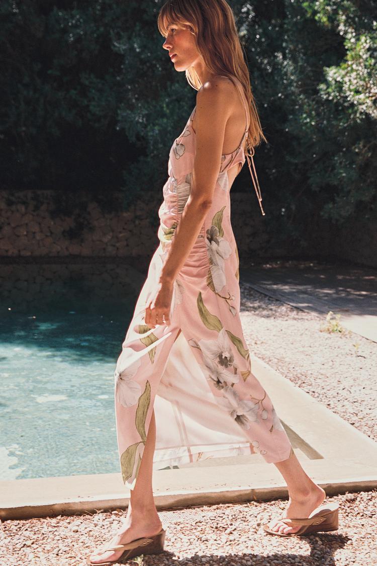 ROBE MIDI IMPRIMÉE AVEC LIN