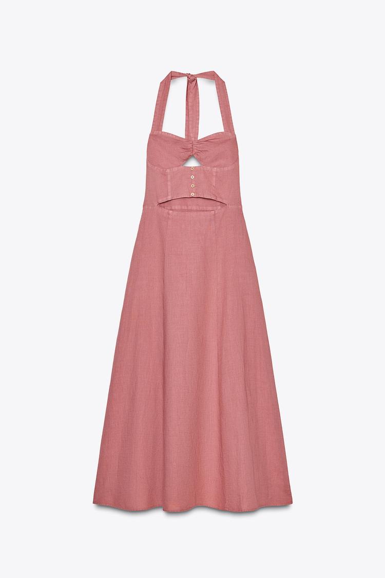 ROBE MIDI HALTER EN RAMIE