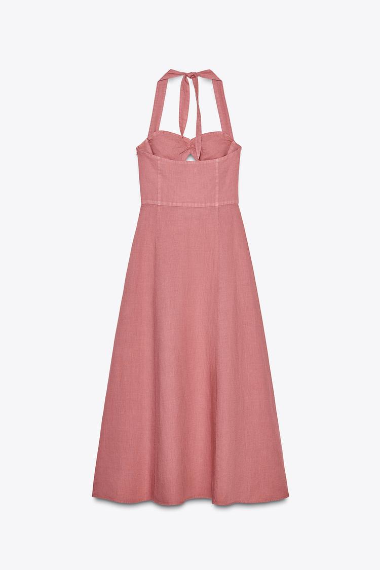 ROBE MIDI HALTER EN RAMIE