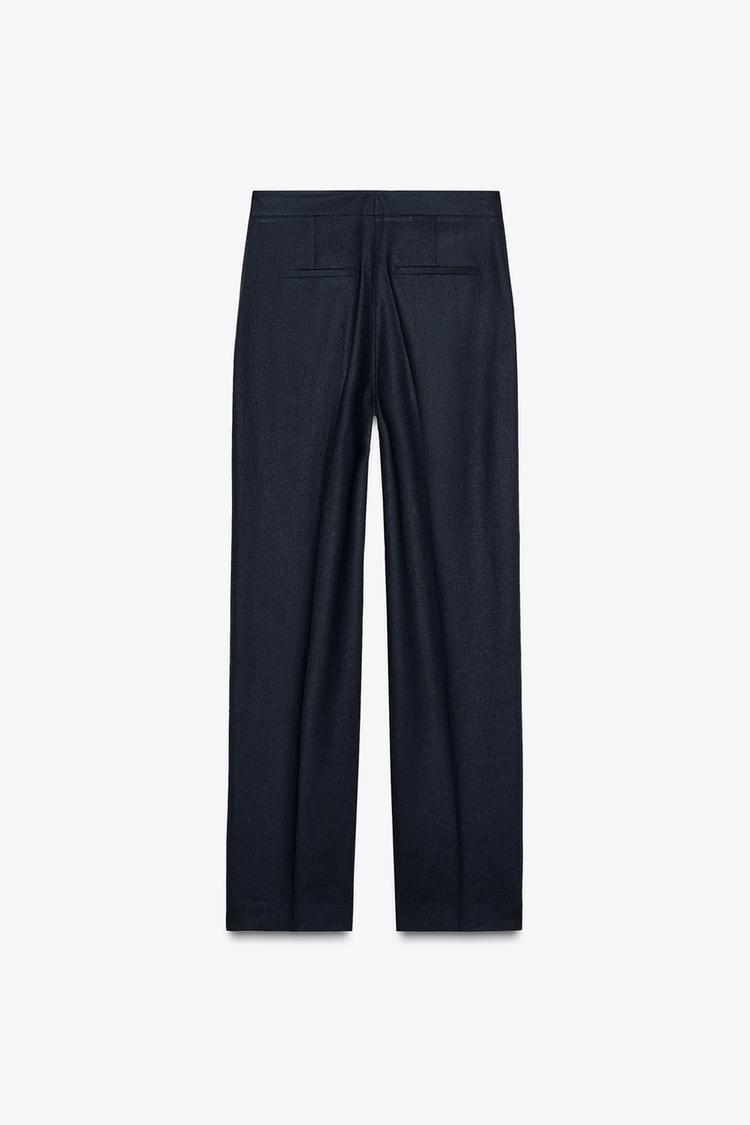 STRAIGHT-LEG LINEN BLEND TROUSERS