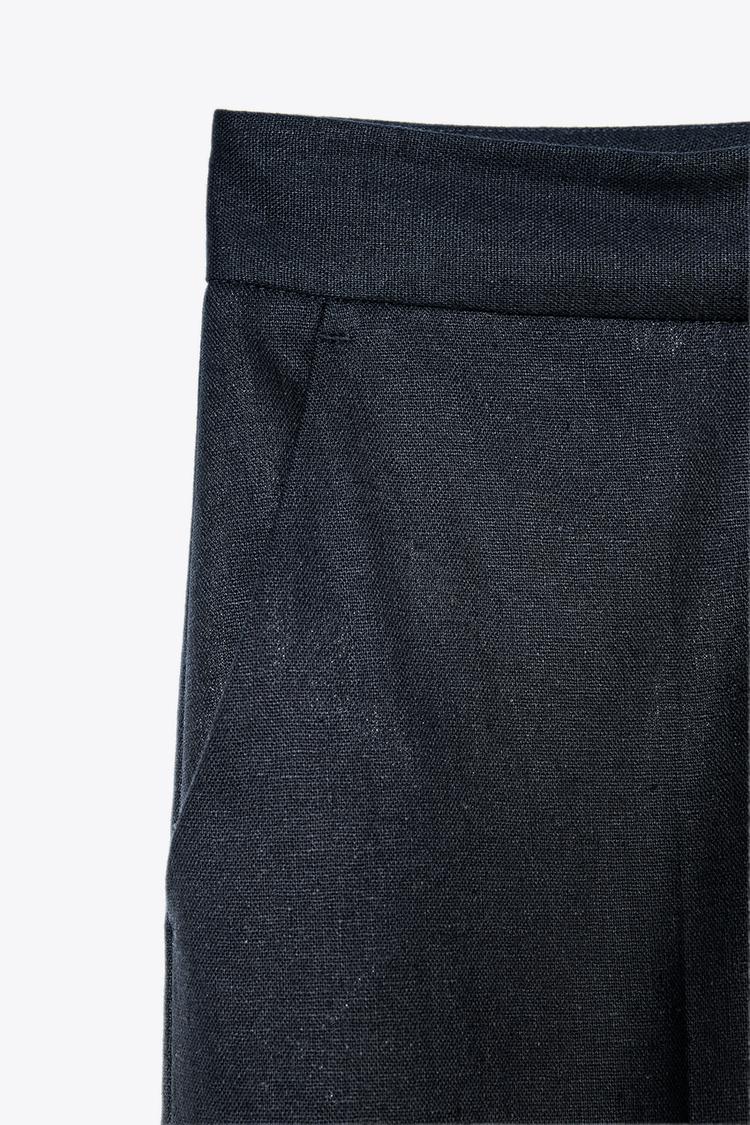 STRAIGHT-LEG LINEN BLEND TROUSERS