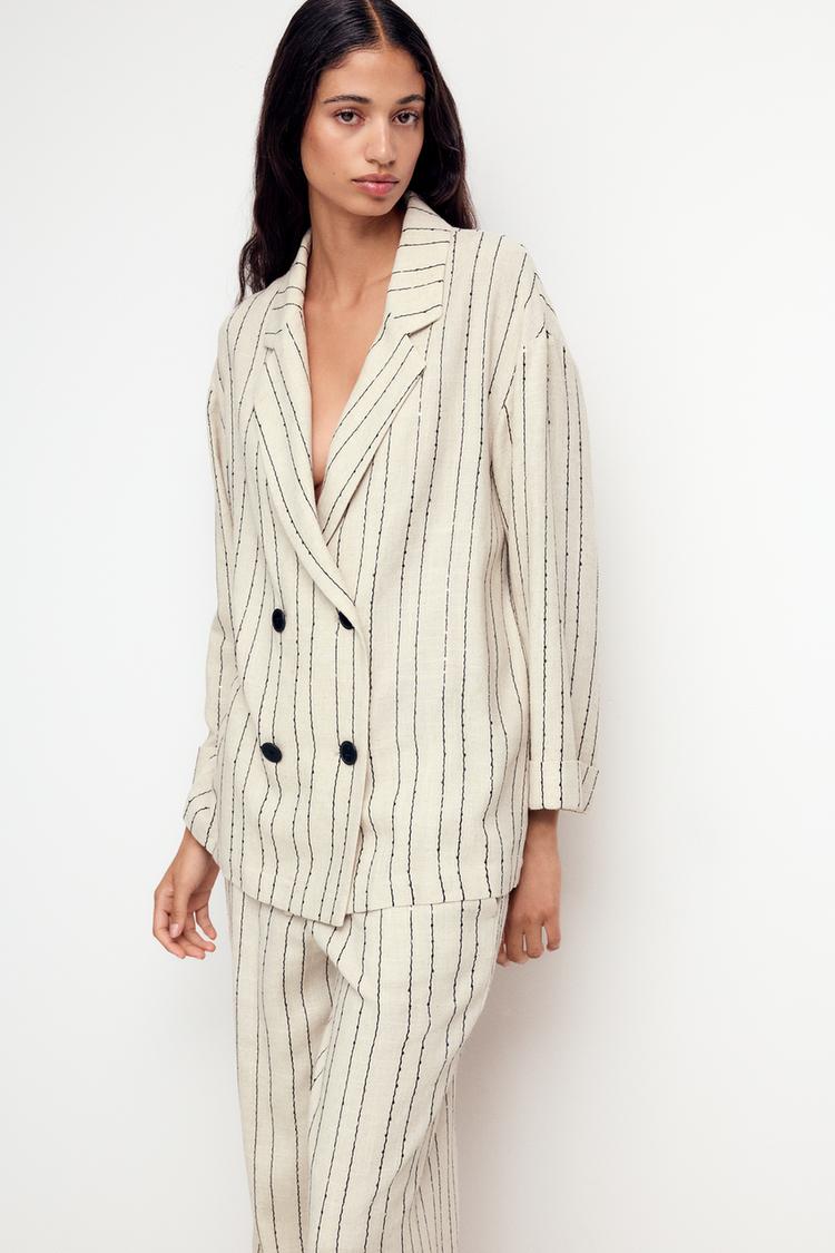 BLAZER À RAYURES ET SEQUINS