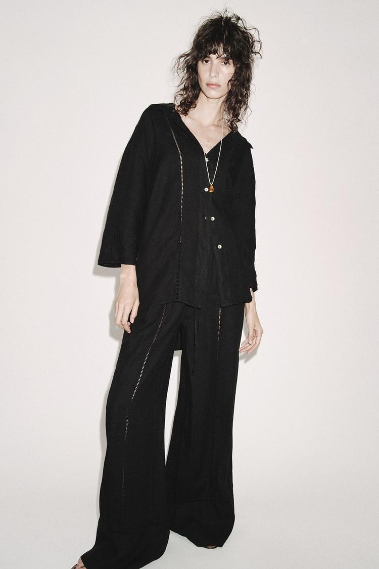 PANTALON LARGE 100 % LIN COLLECTION ZW SANS CORDON