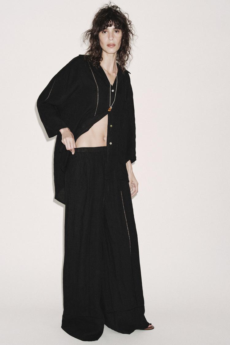 PANTALON LARGE 100 % LIN COLLECTION ZW SANS CORDON