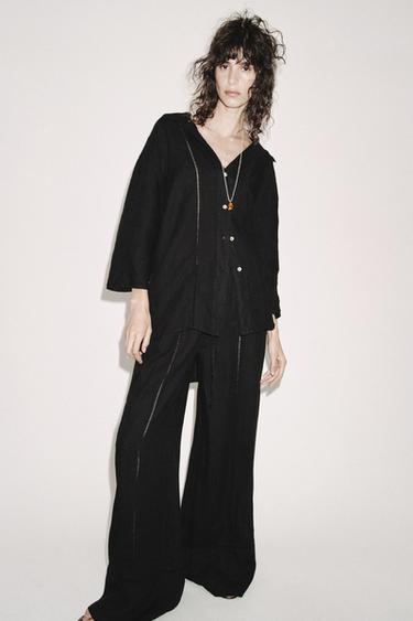 PANTALON LARGE 100 % LIN COLLECTION ZW SANS CORDON