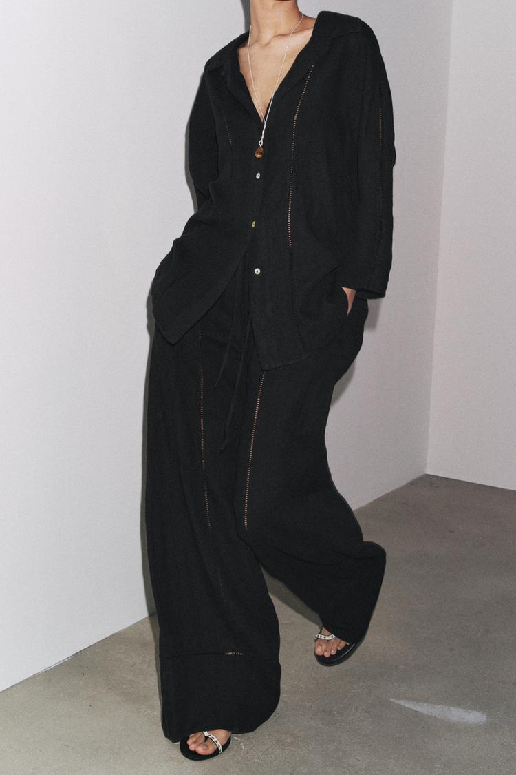 PANTALON LARGE 100 % LIN COLLECTION ZW SANS CORDON
